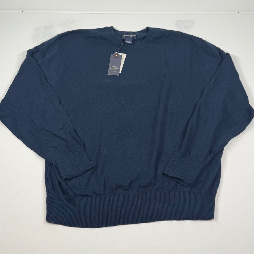 Daniel Cremieux Classics Mens XXL Navy Blue Cotton Cashmere Crewneck Sweater NWT